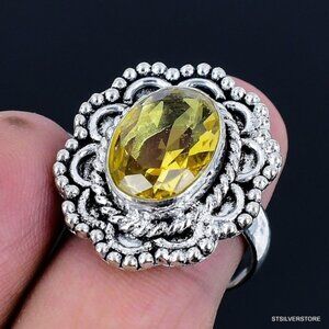 Citrine 925 Silver Beautiful Handmade Ring of US Size 8